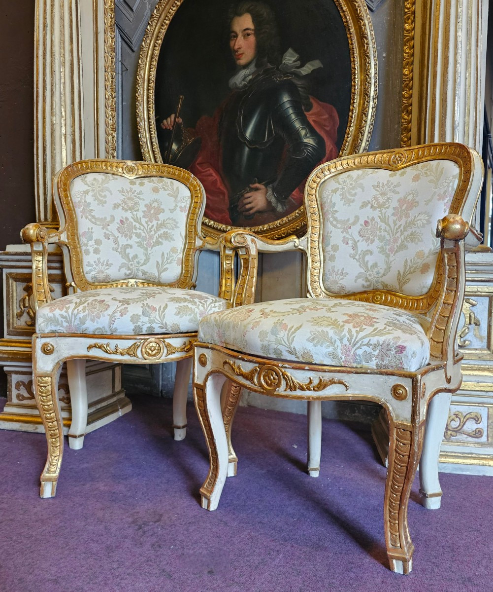Paire de Fauteuils à Châssis Epoque Louis XV-photo-2