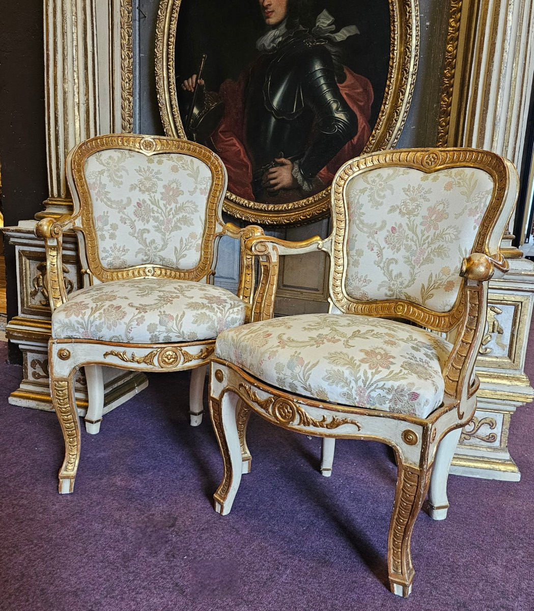 Paire de Fauteuils à Châssis Epoque Louis XV-photo-4
