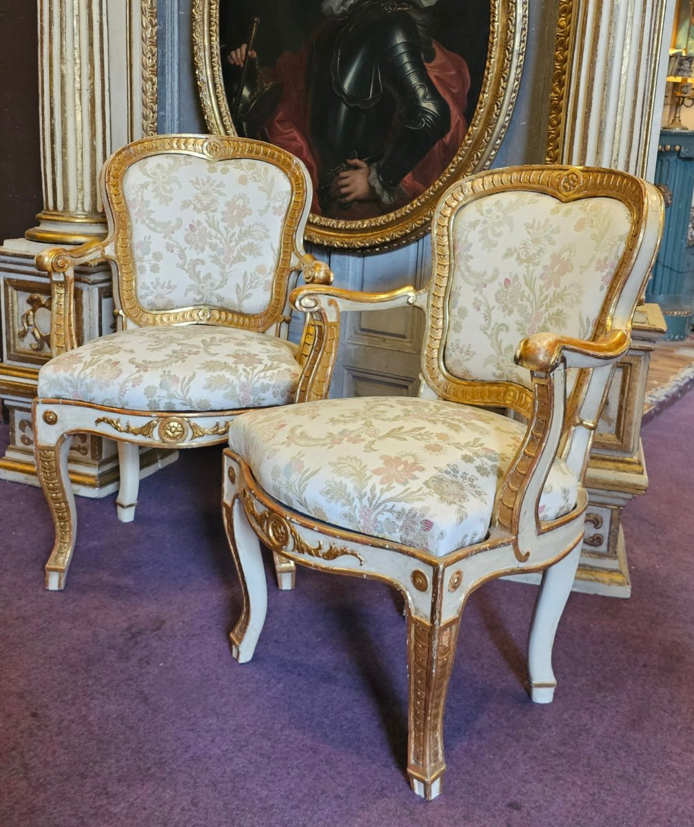 Paire de Fauteuils à Châssis Epoque Louis XV-photo-5