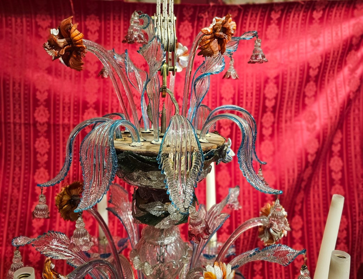 Important Lustre en Verre Polychrome Fin du XIXème Siècle-photo-1