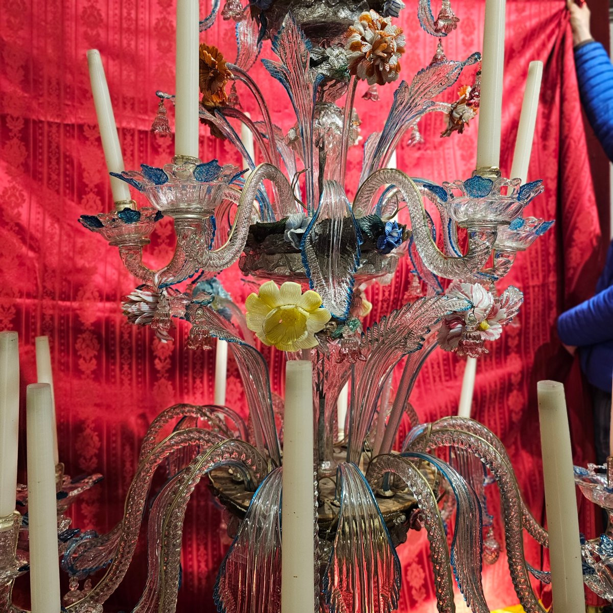 Important Lustre en Verre Polychrome Fin du XIXème Siècle-photo-3