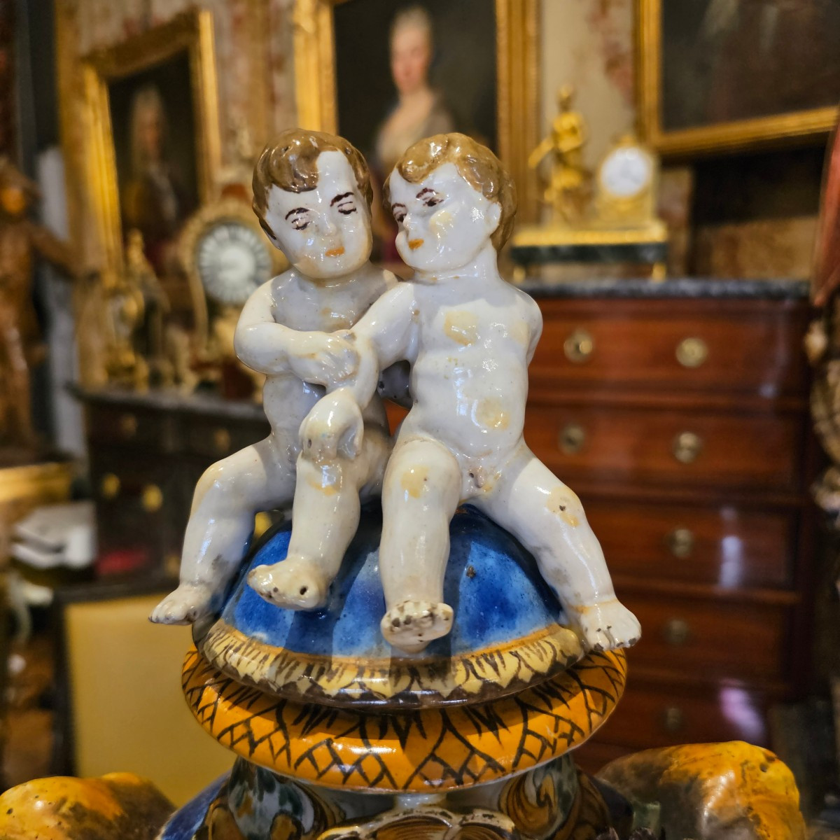 Pair Of Covered Pedestal Vases About 1850-photo-4