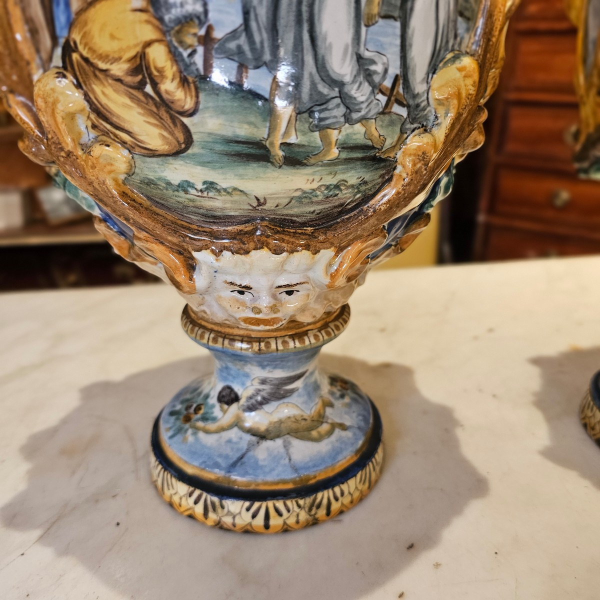 Pair Of Covered Pedestal Vases About 1850-photo-3