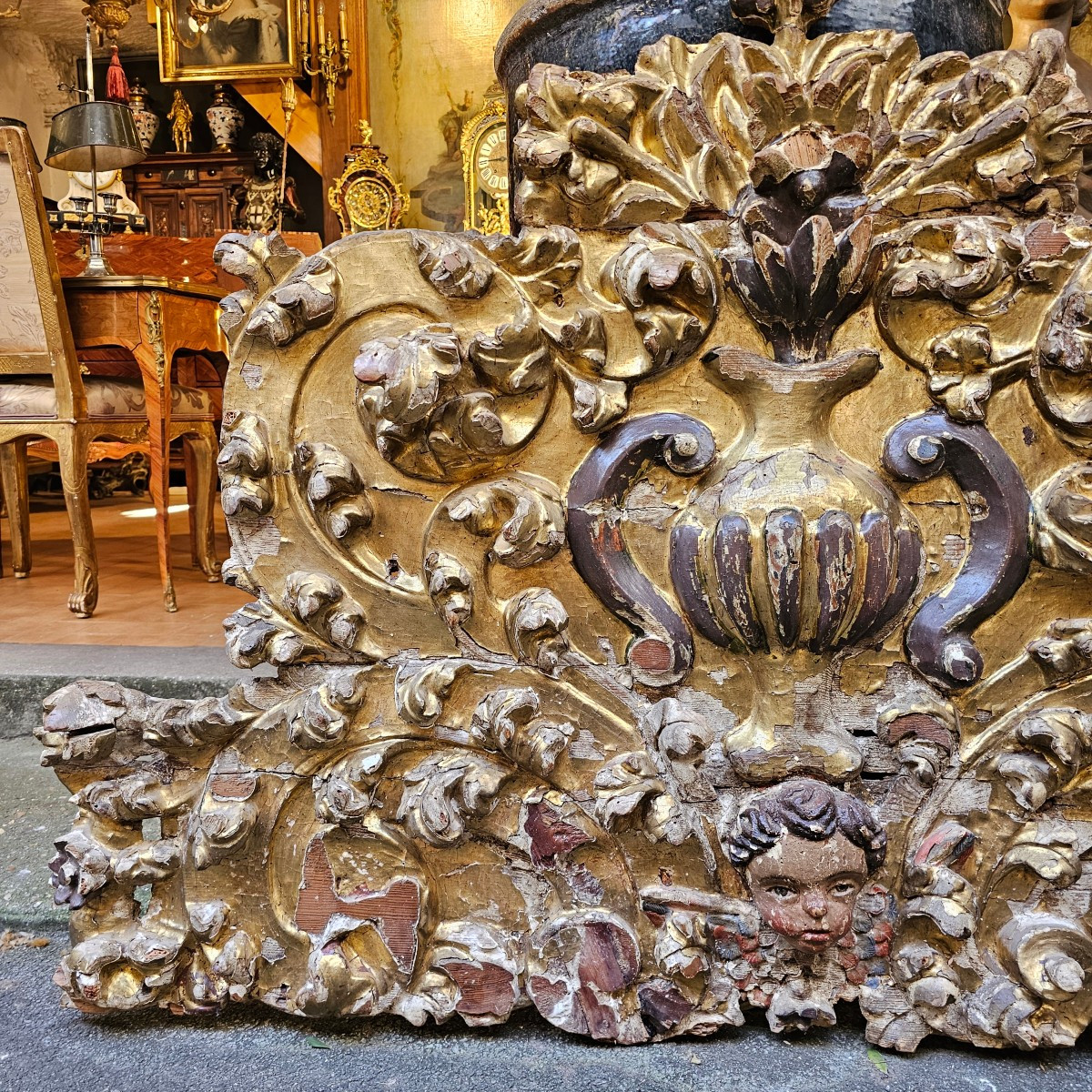 Carved Wood Pediment Louis XIV Period-photo-1