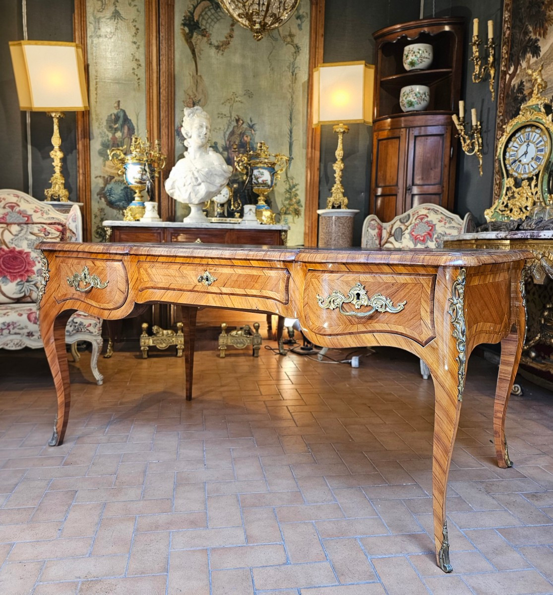 A Flat-topped Desk Louis XV Style-photo-2