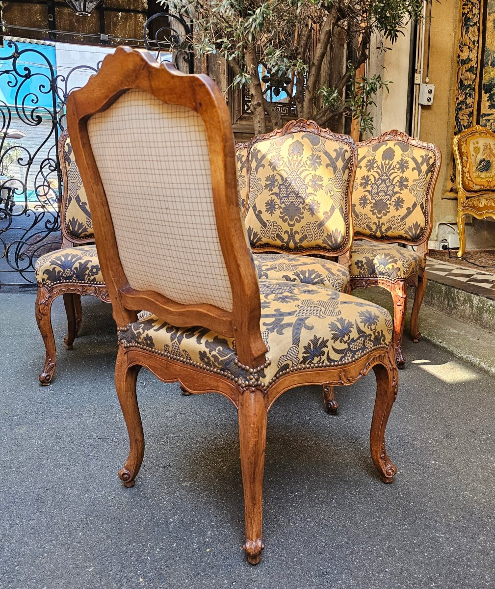 Suite Of Six Flat-back Chairs Louis XV Period-photo-2