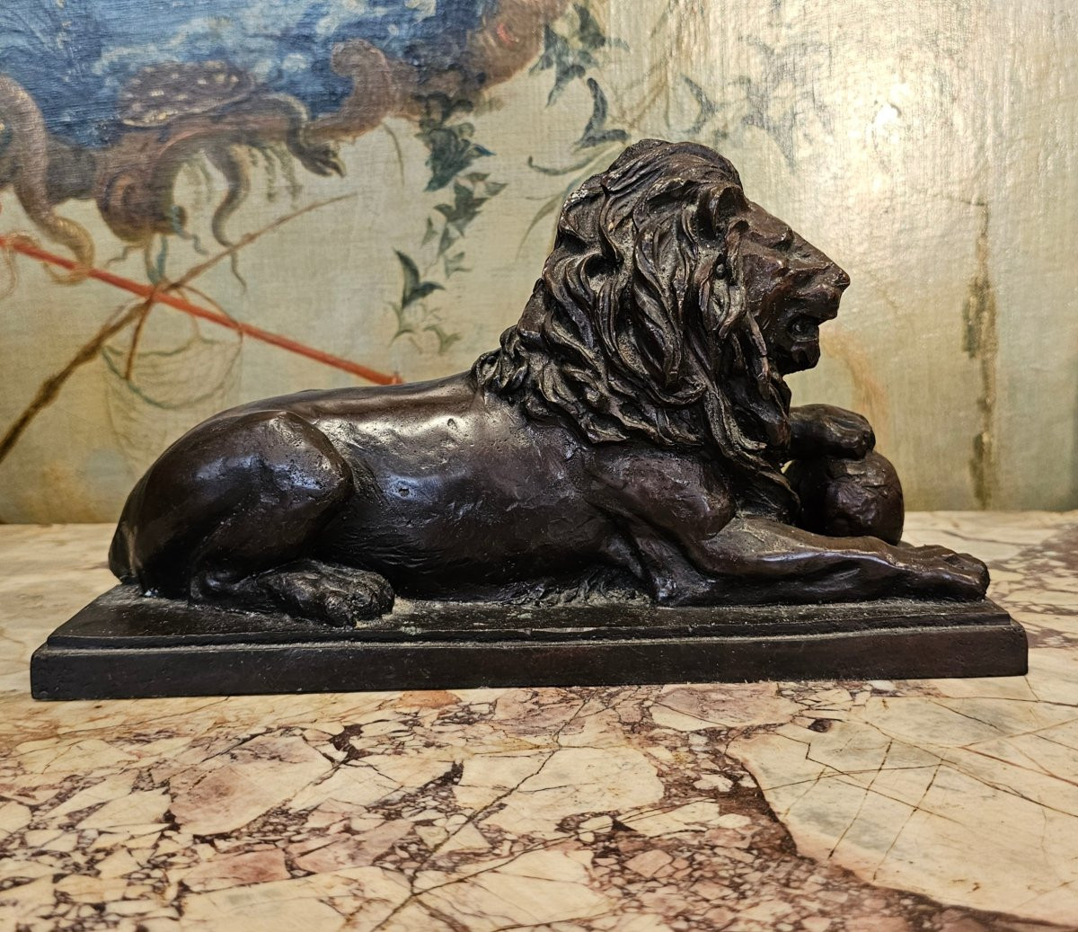 Paire de Lions en Bronze Epoque Empire-photo-1