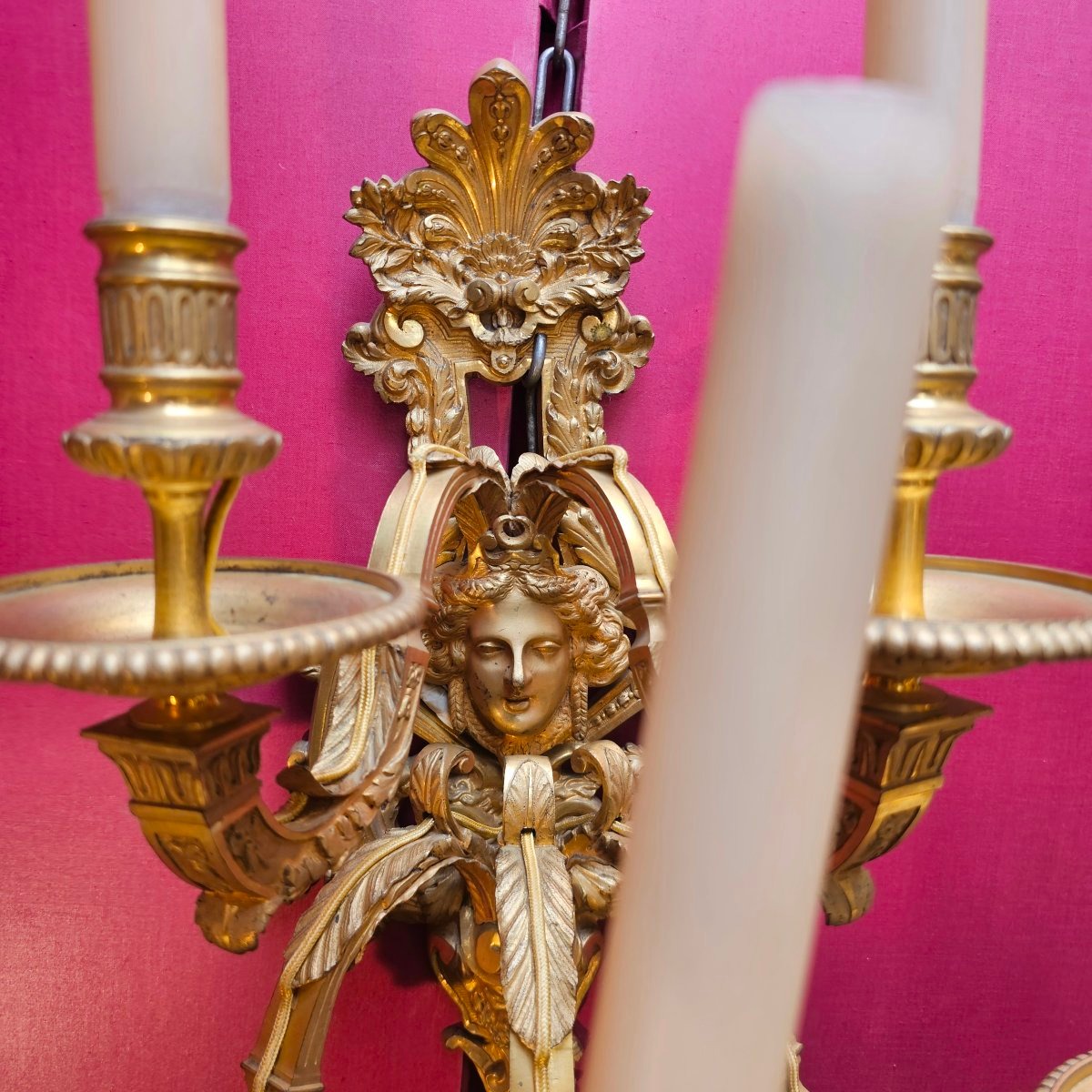 Pair Of Regence-style Gilded Bronze Wall Lights-photo-2