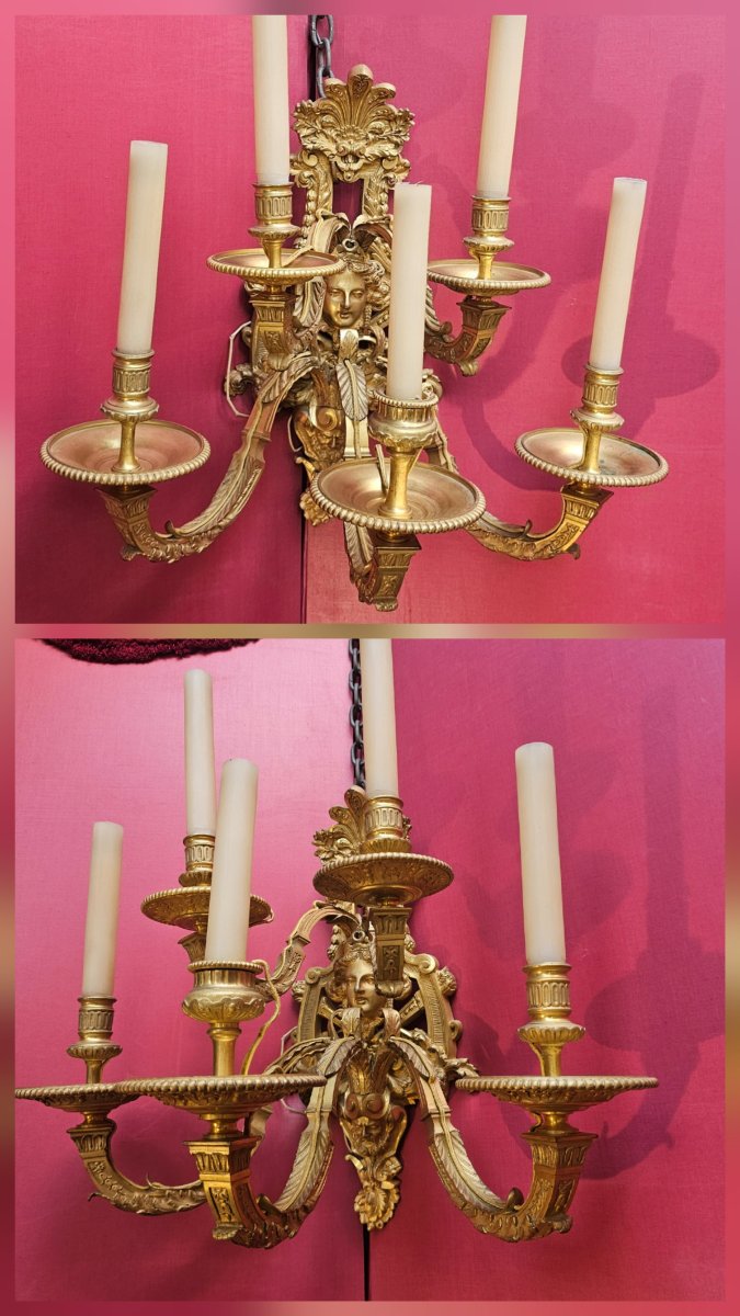Pair Of Regence-style Gilded Bronze Wall Lights