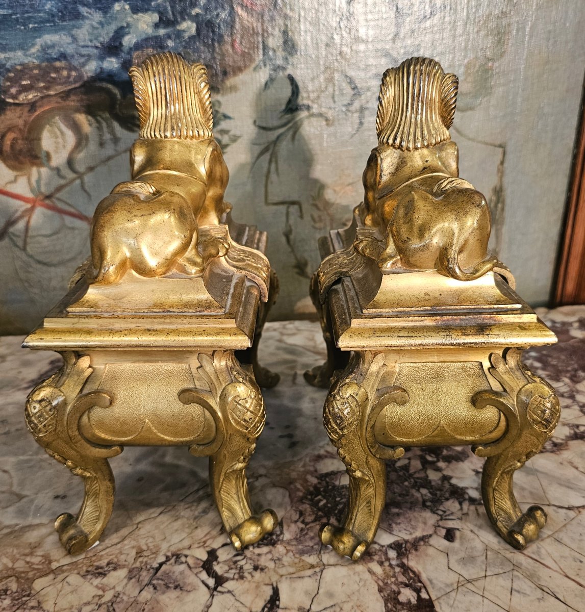 Paire de Chenets Epoque Régence-photo-1
