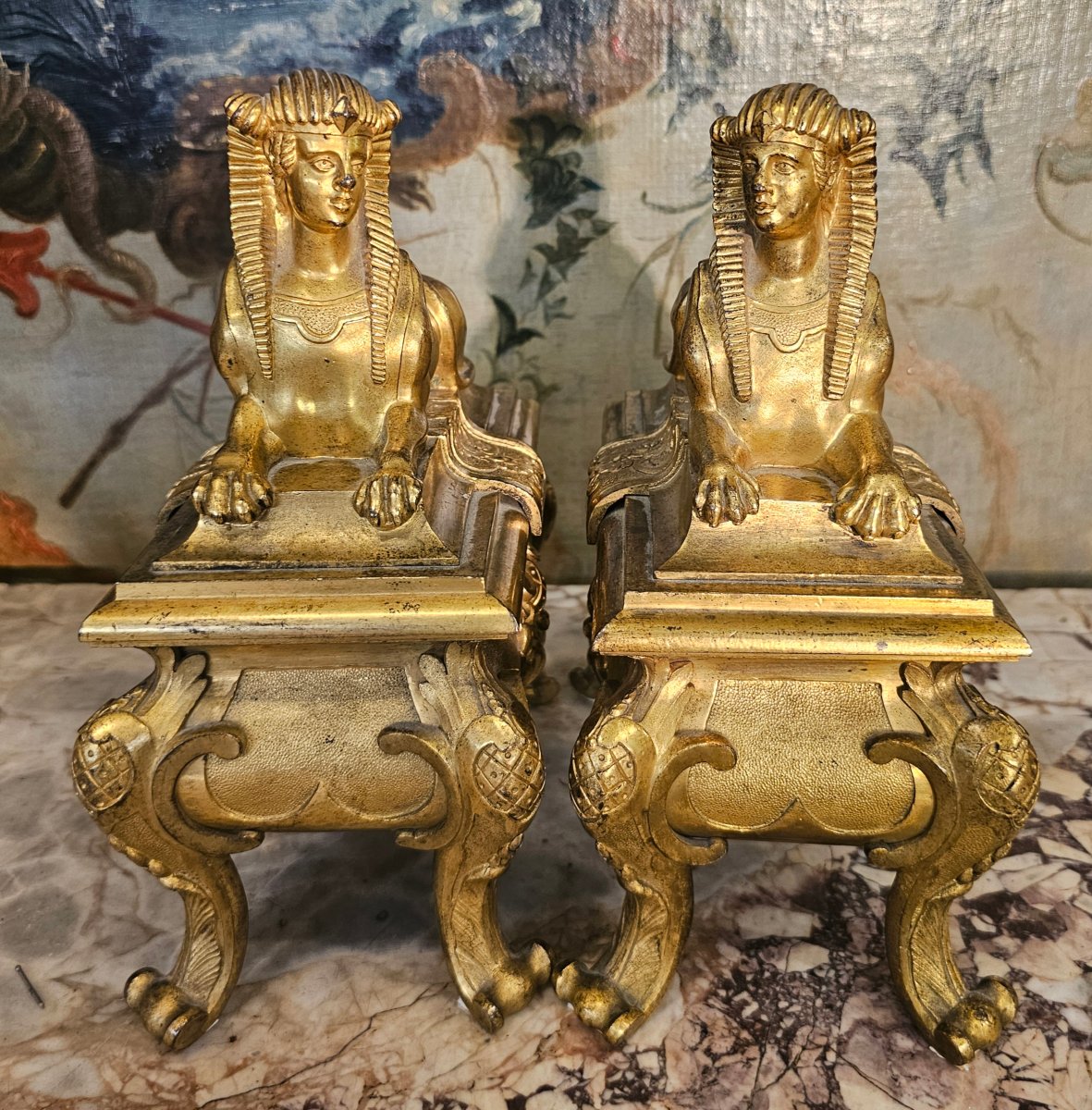 Paire de Chenets Epoque Régence-photo-6