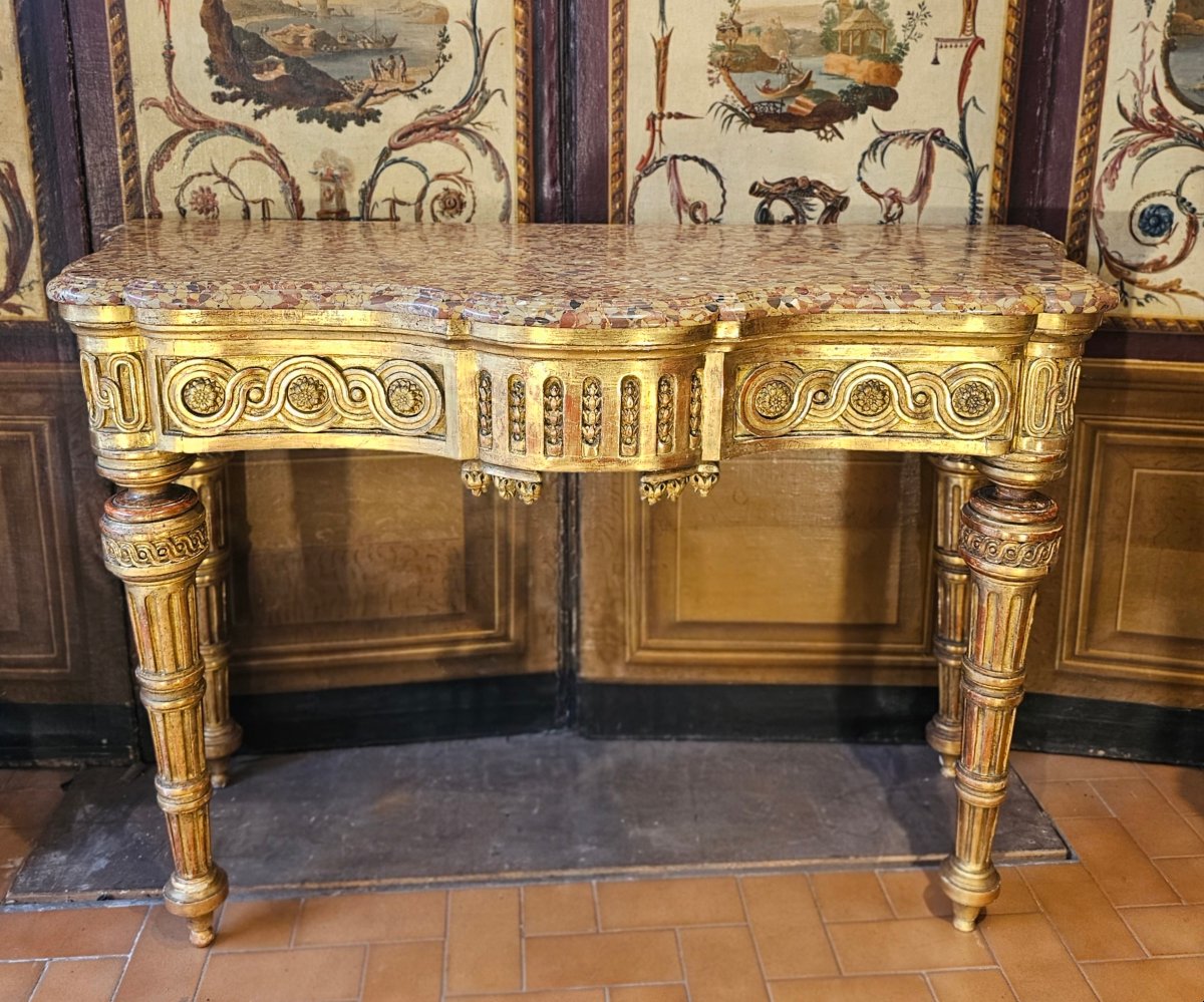 Gilded Wood Console Louis XVI Period-photo-2