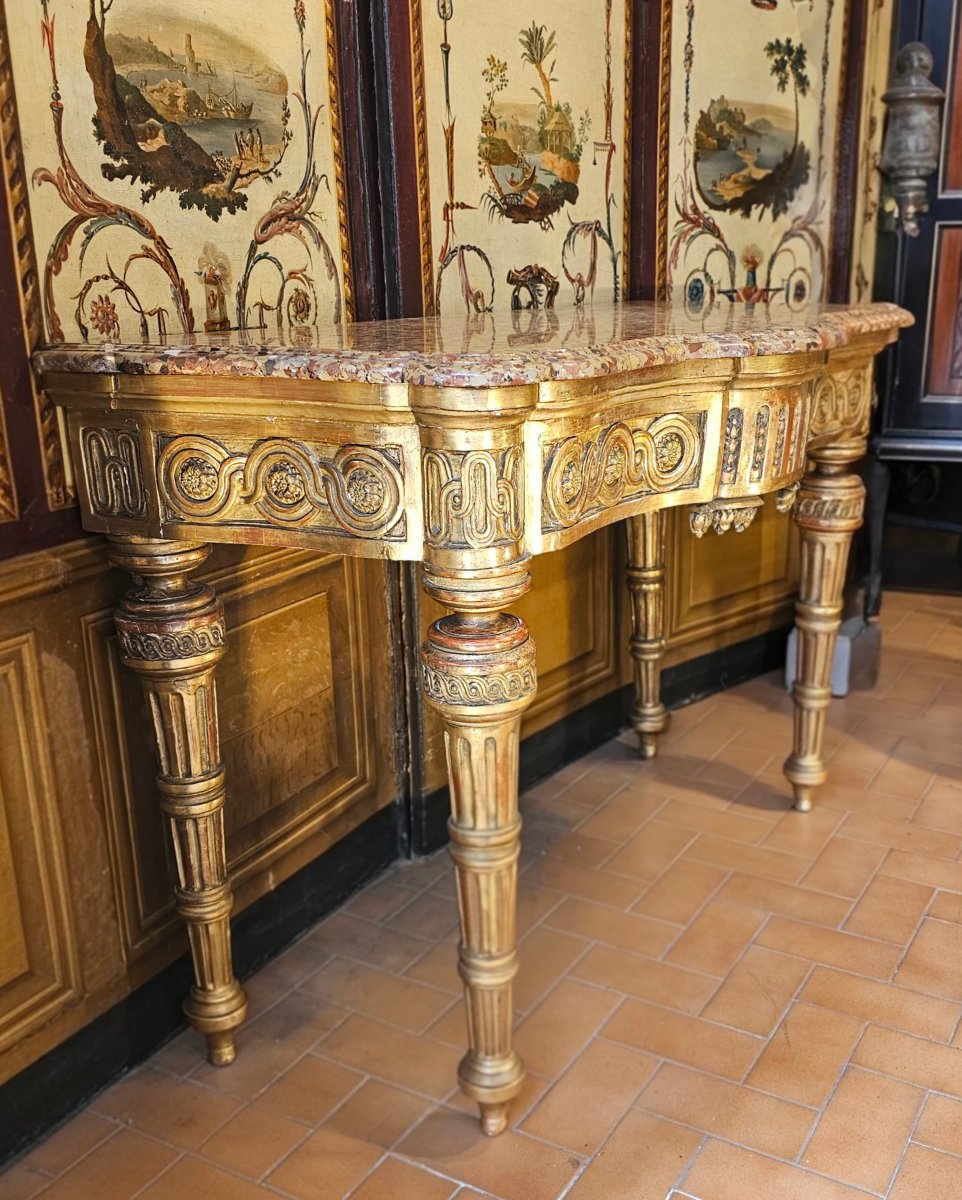 Gilded Wood Console Louis XVI Period-photo-3