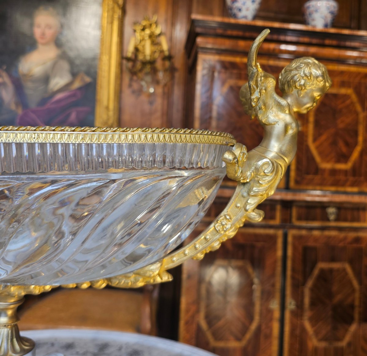 Importante Coupe en Cristal Taillé Epoque Napoléon III-photo-3