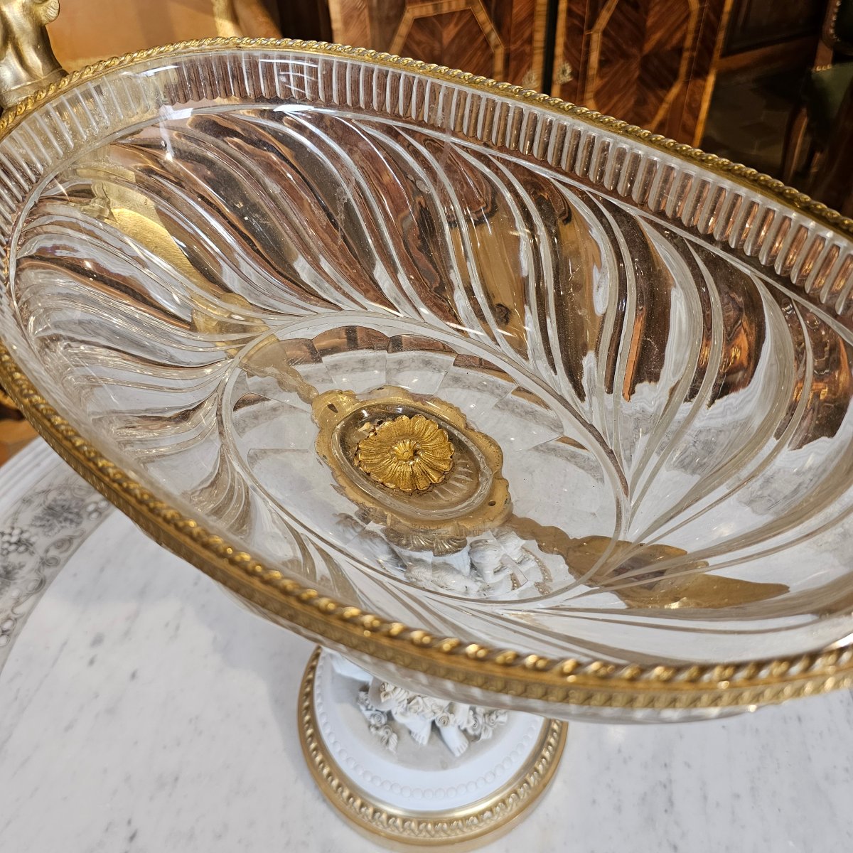 Importante Coupe en Cristal Taillé Epoque Napoléon III-photo-4