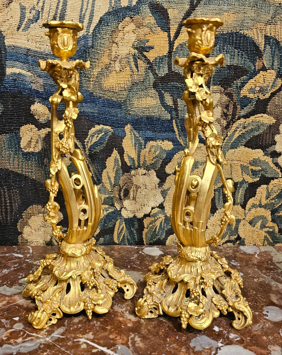 Pair Of Candlesticks Napoleon III Period-photo-2