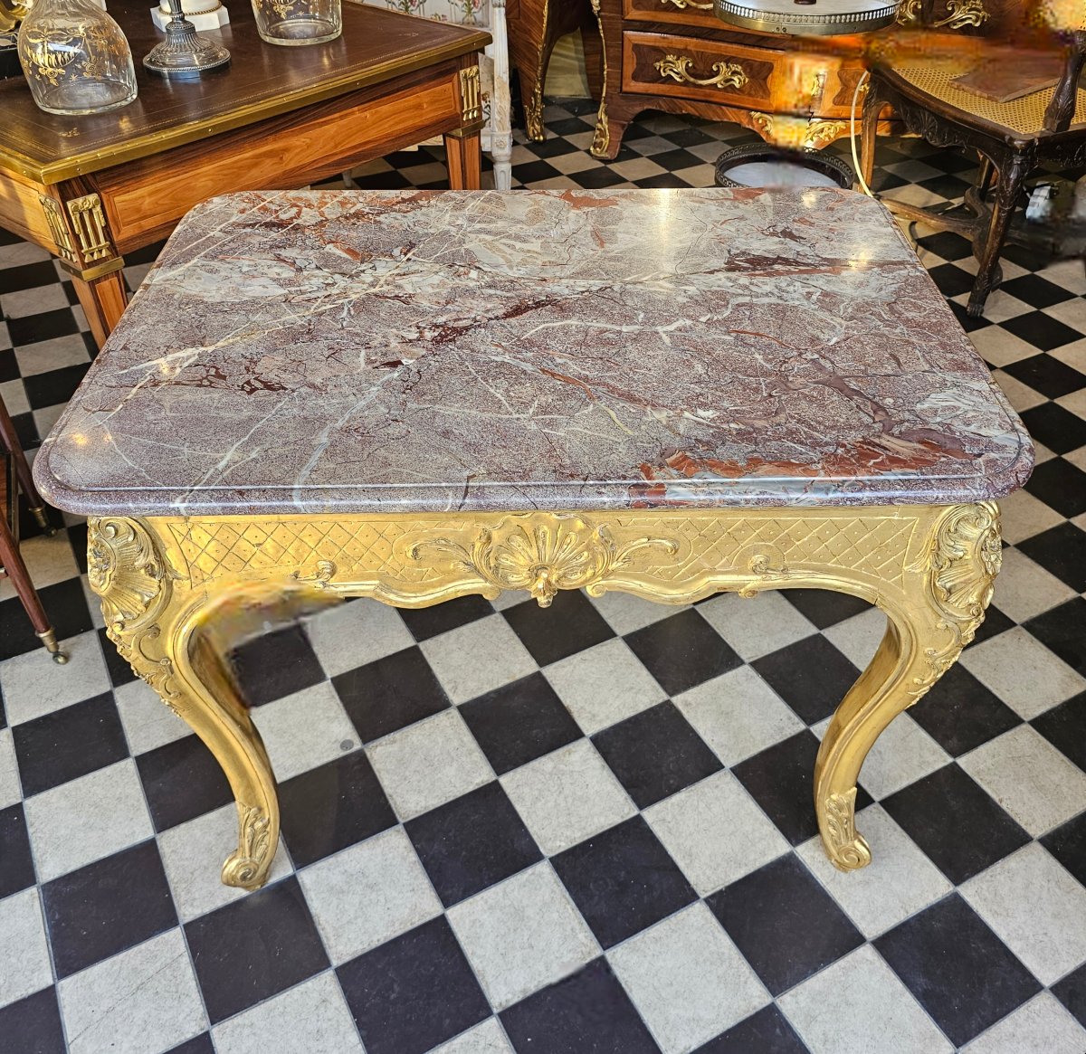 Table de Salon en Bois Doré Style Louis XV-photo-2