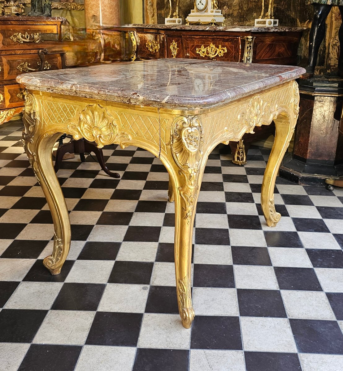 Table de Salon en Bois Doré Style Louis XV-photo-4