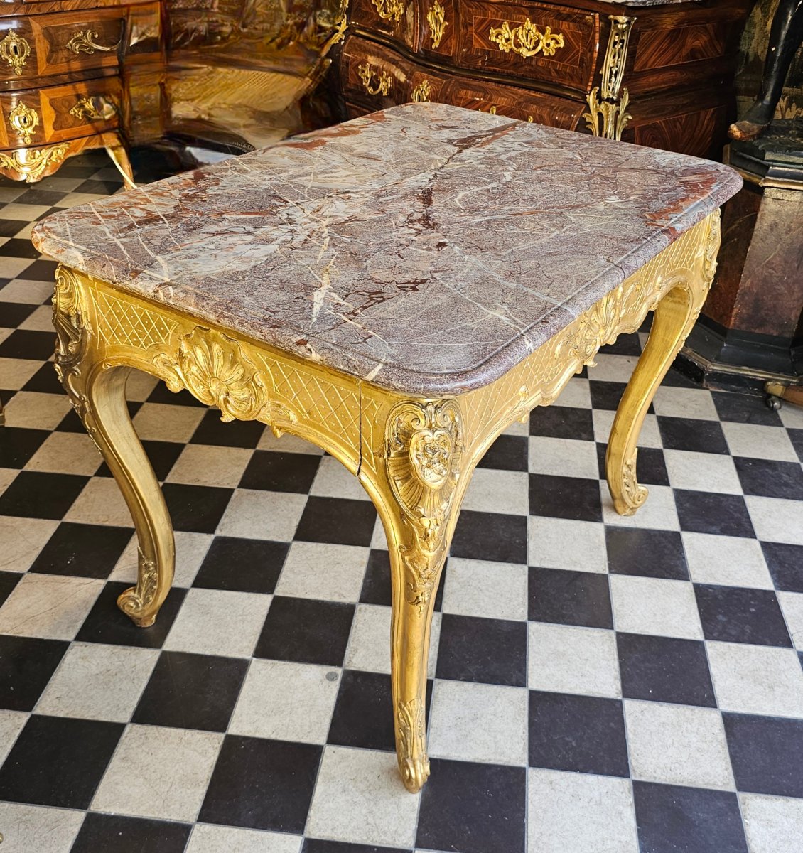 Table de Salon en Bois Doré Style Louis XV-photo-1