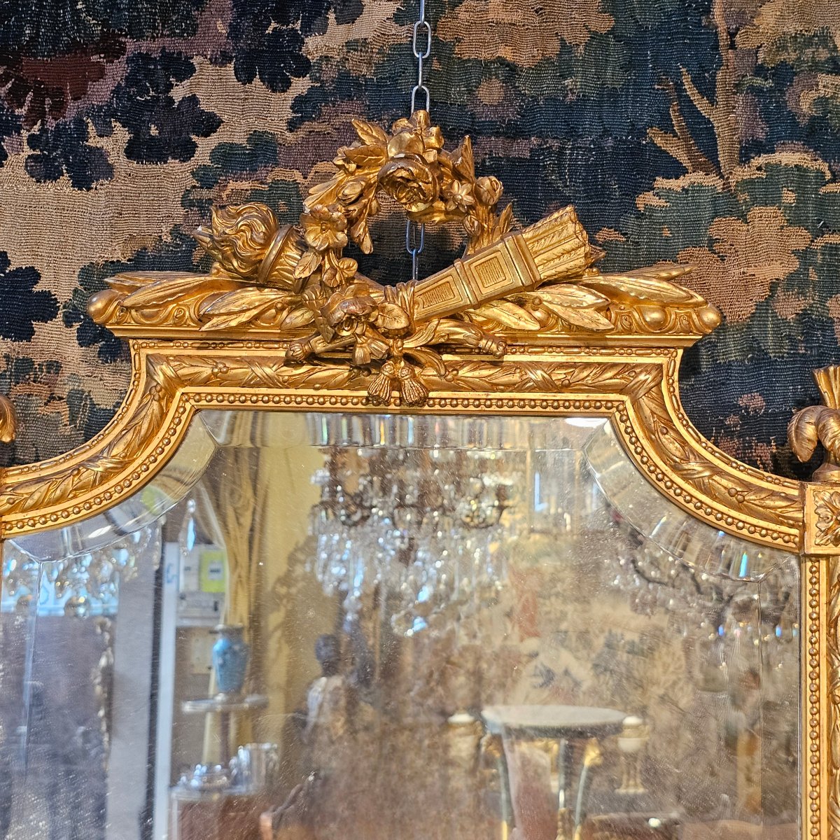 Miroir en Bois Doré Epoque Louis XVI-photo-2