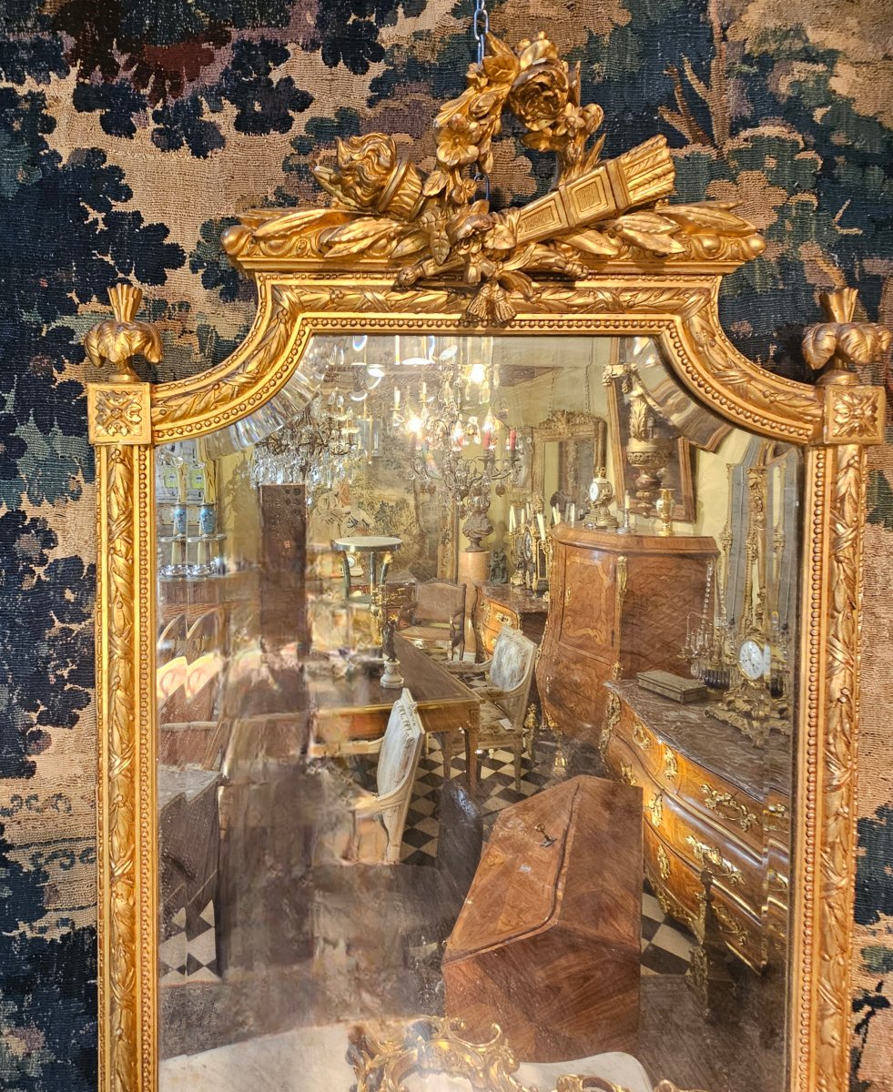 Miroir en Bois Doré Epoque Louis XVI-photo-4