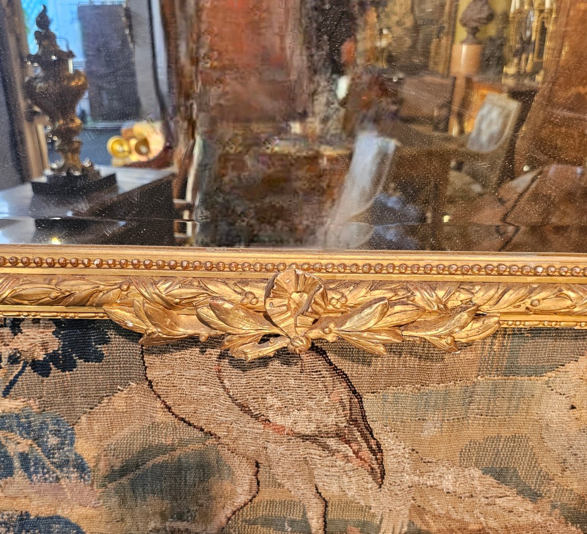 Miroir en Bois Doré Epoque Louis XVI-photo-1