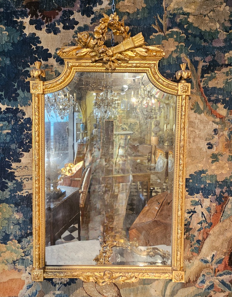 Miroir en Bois Doré Epoque Louis XVI