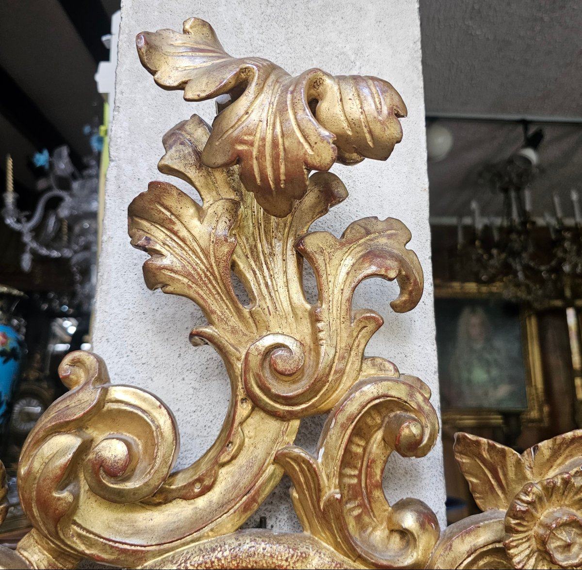 Pair Of Gilded Wooden Mirrors, Early 19th Century-photo-1