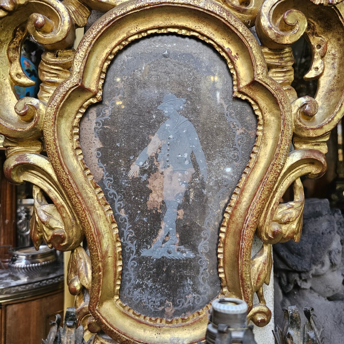 Pair Of Gilded Wooden Mirrors, Early 19th Century-photo-4