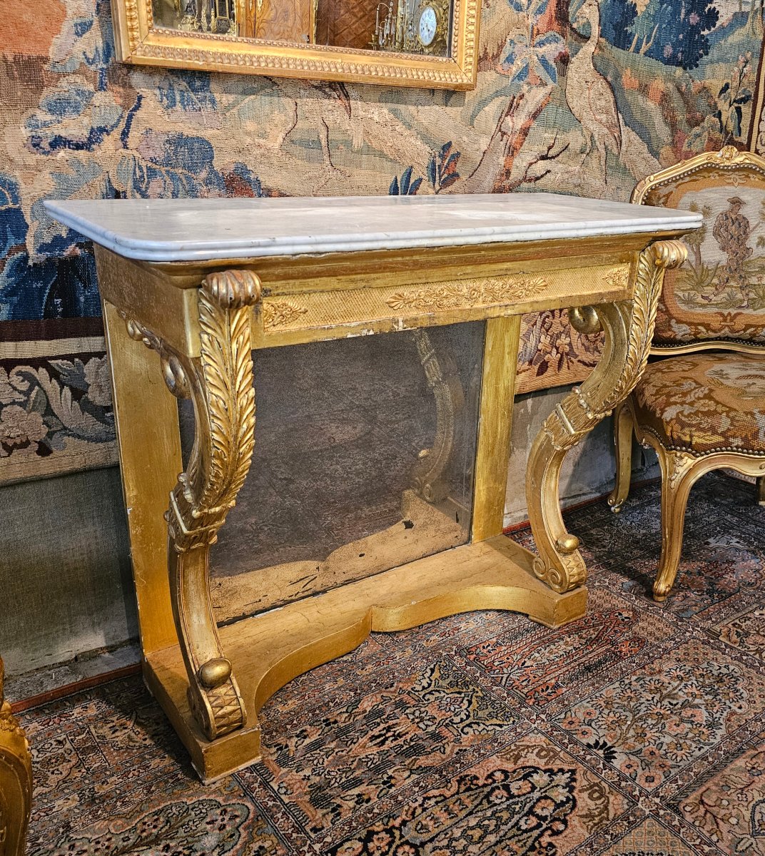 Console en Bois Doré Epoque Transition-photo-2