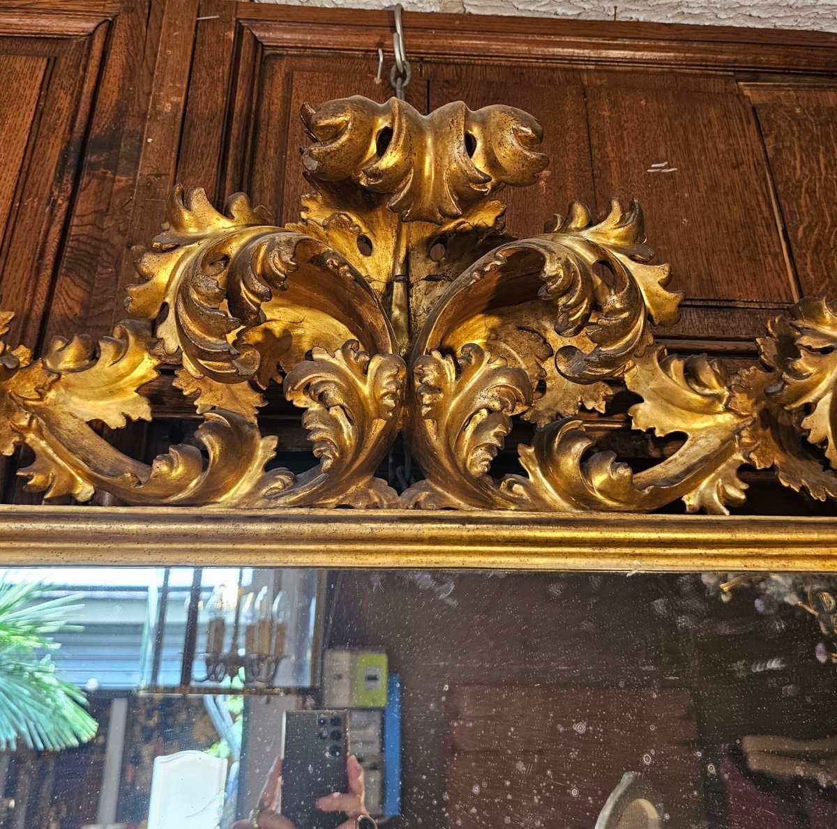 18th-century Gilded Wooden Mirror-photo-3