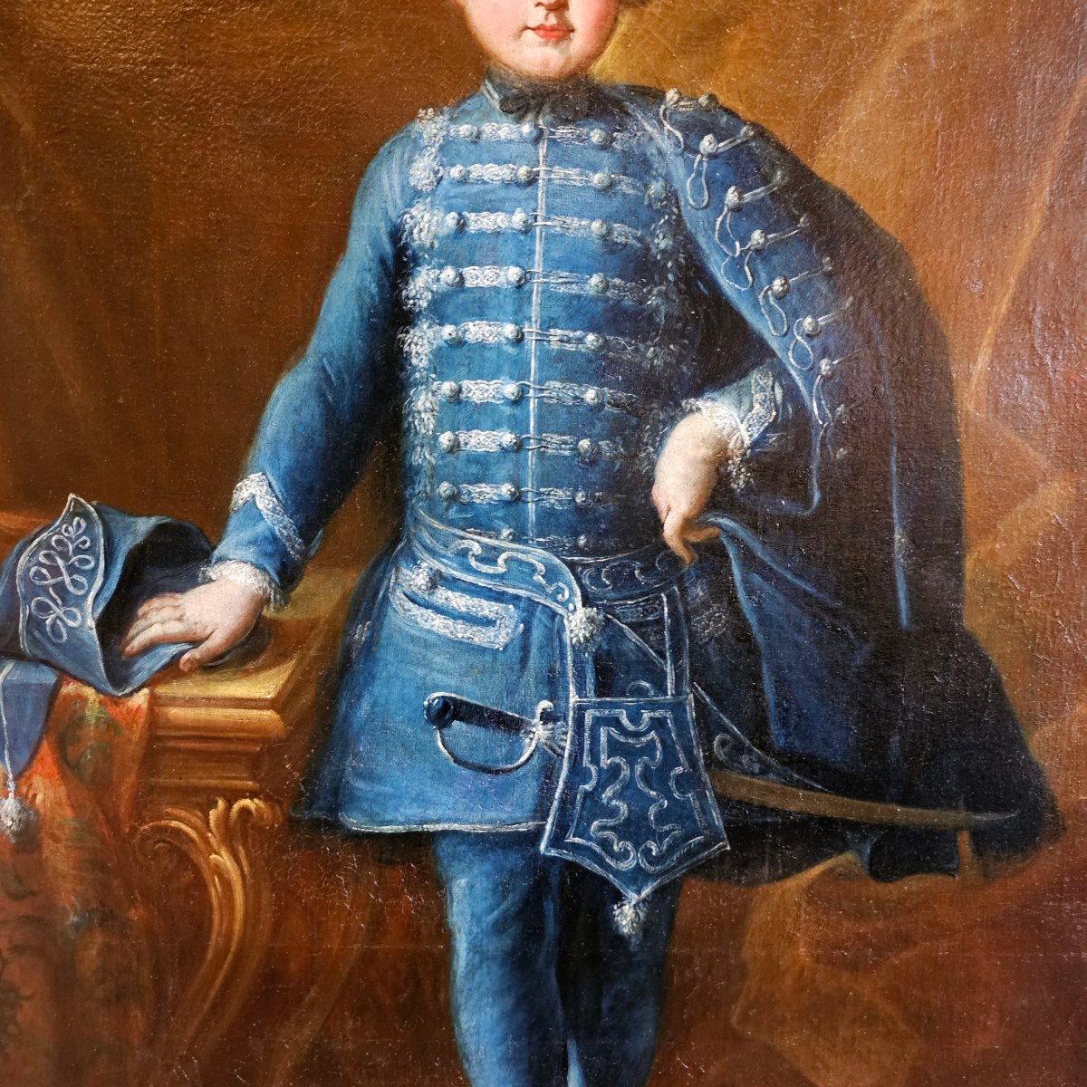 Portrait Of A Child In A Hussar's Uniform, Louis XV Period-photo-4