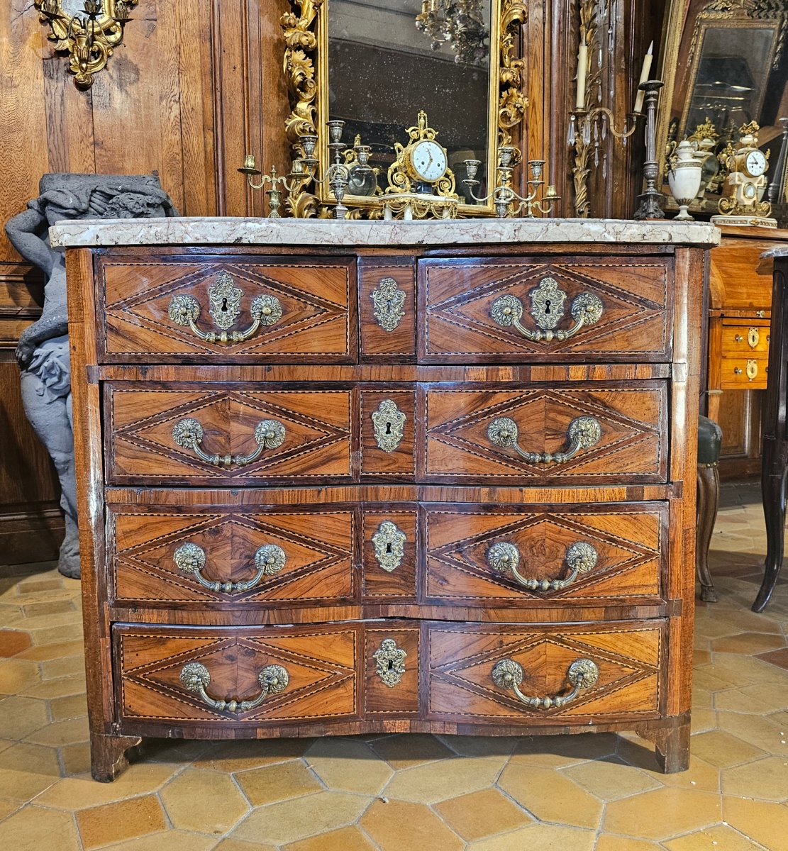 Louis XIV-era Crossbow-shaped Chest Of Drawers