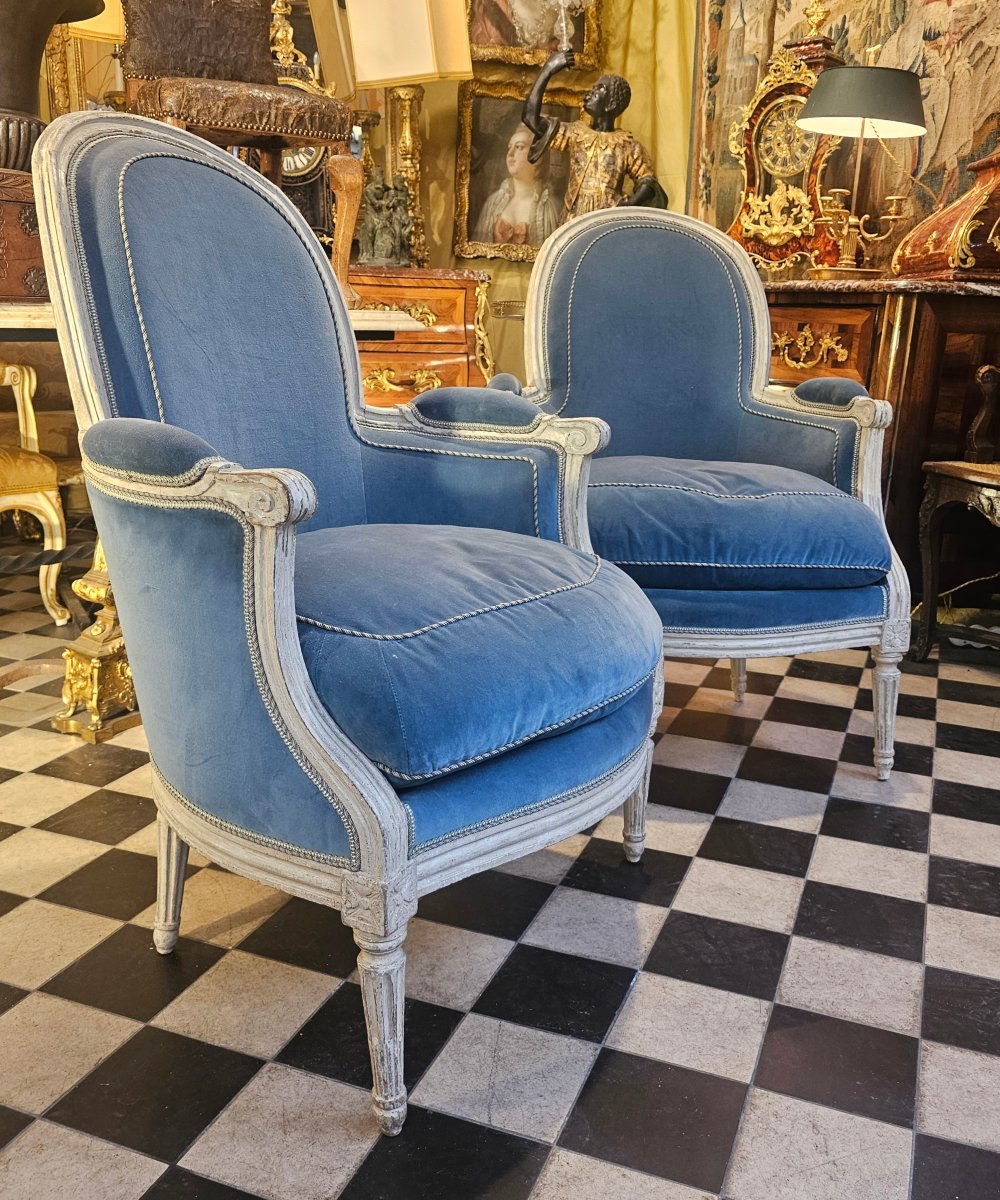 Paire de Bergères Epoque Louis XVI-photo-3