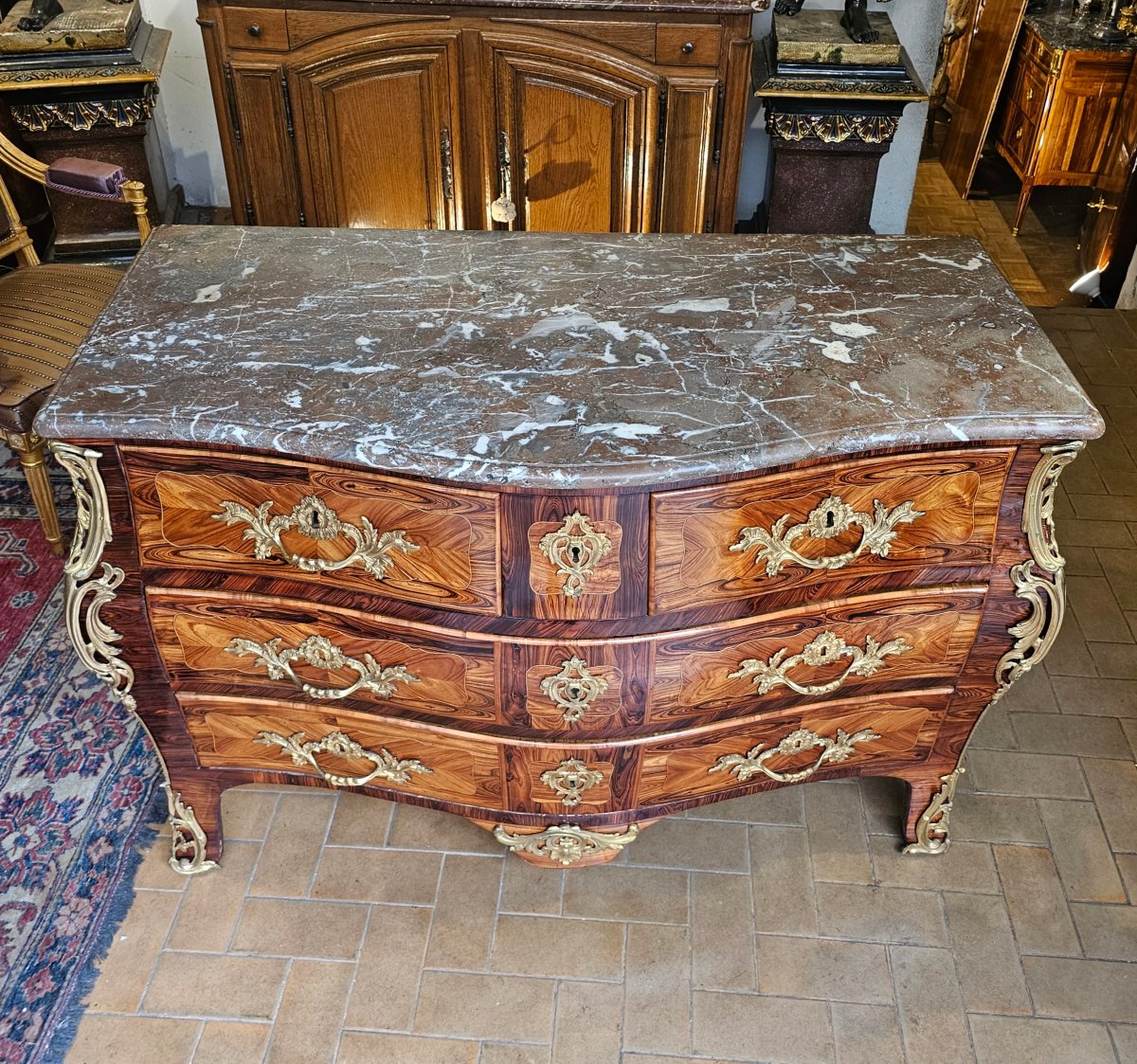 Louis XV-era Tomb-shaped Chest Of Drawers-photo-4