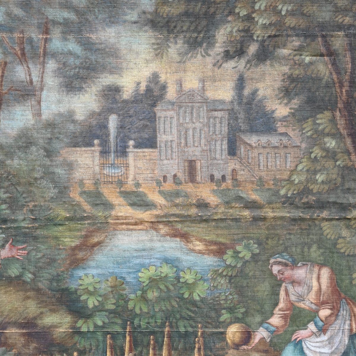 Importante Toile Peinte Epoque Louis XV-photo-3