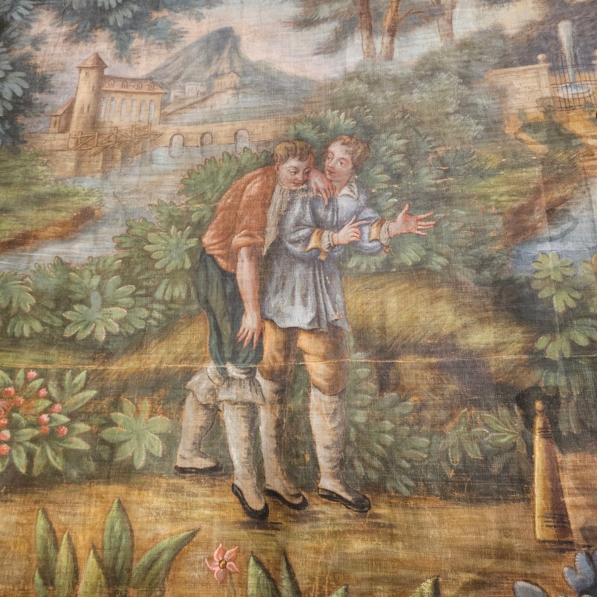 Importante Toile Peinte Epoque Louis XV-photo-1