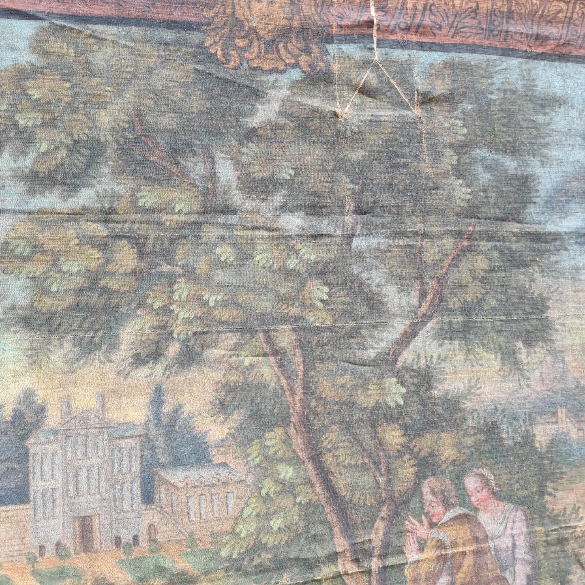 Importante Toile Peinte Epoque Louis XV-photo-5