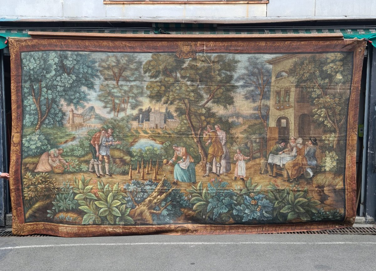 Importante Toile Peinte Epoque Louis XV