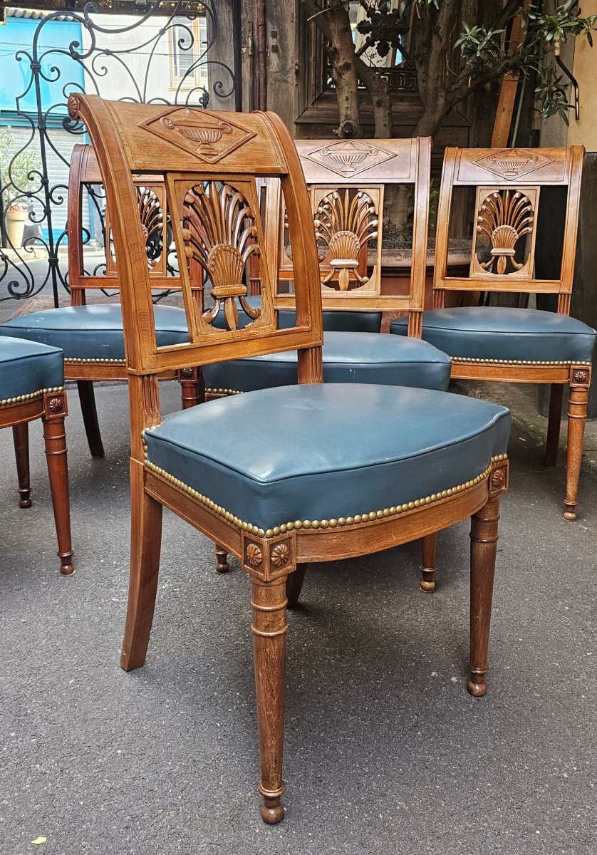 Suite de Six Chaises de Style Directoire-photo-3