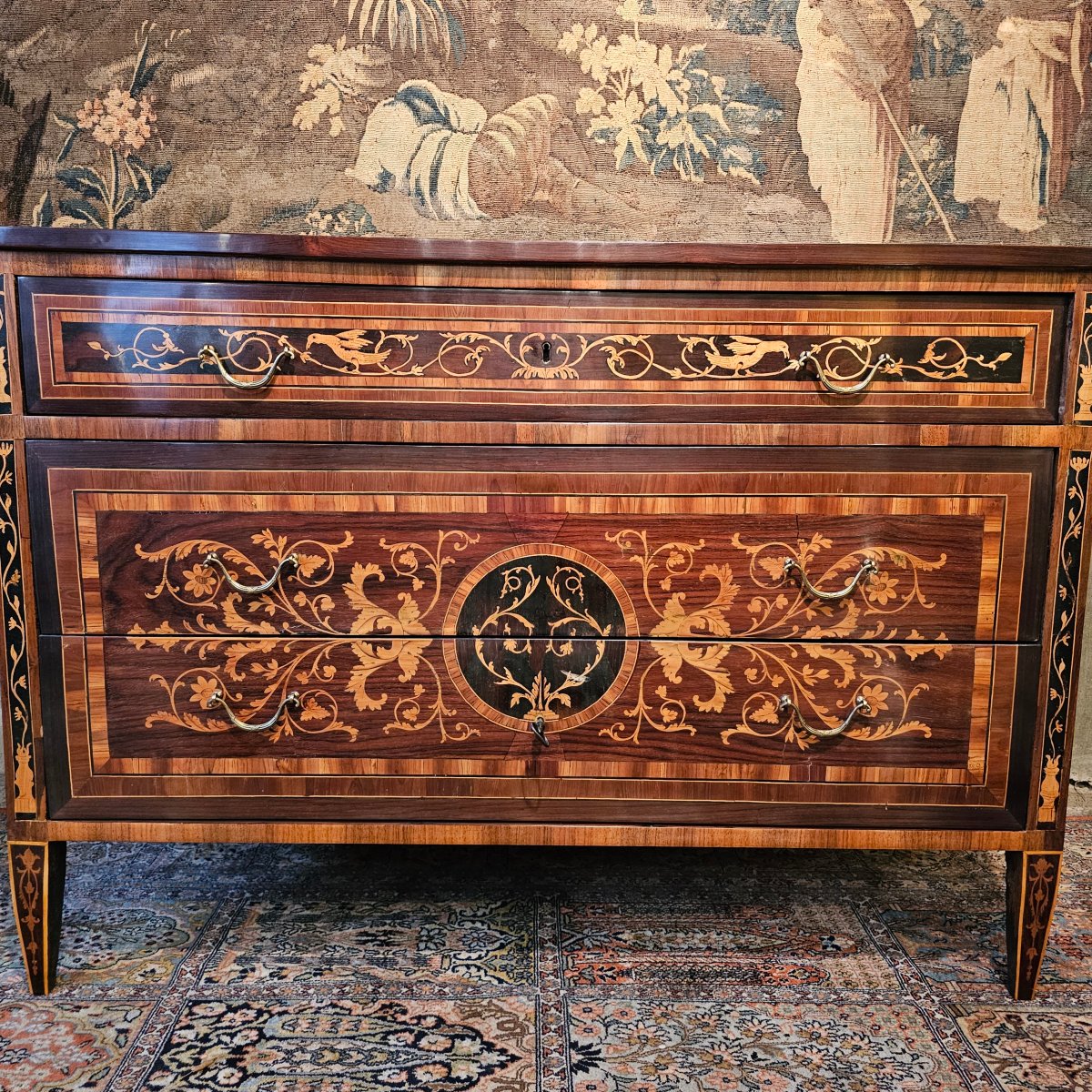 Louis XVI-era Marquetry Chest Of Drawers-photo-1