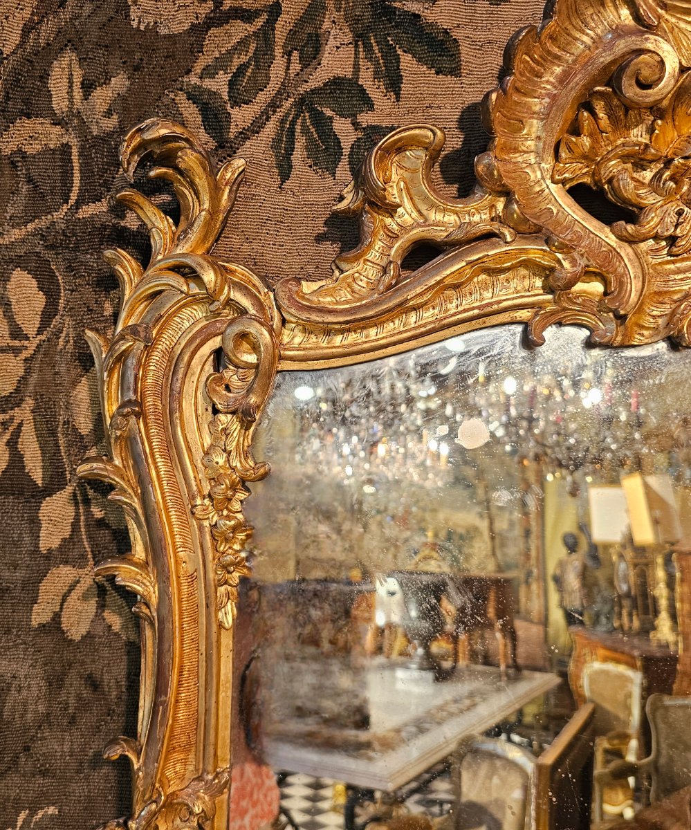 Gilded Wooden Mirror From The Louis XV Period-photo-2