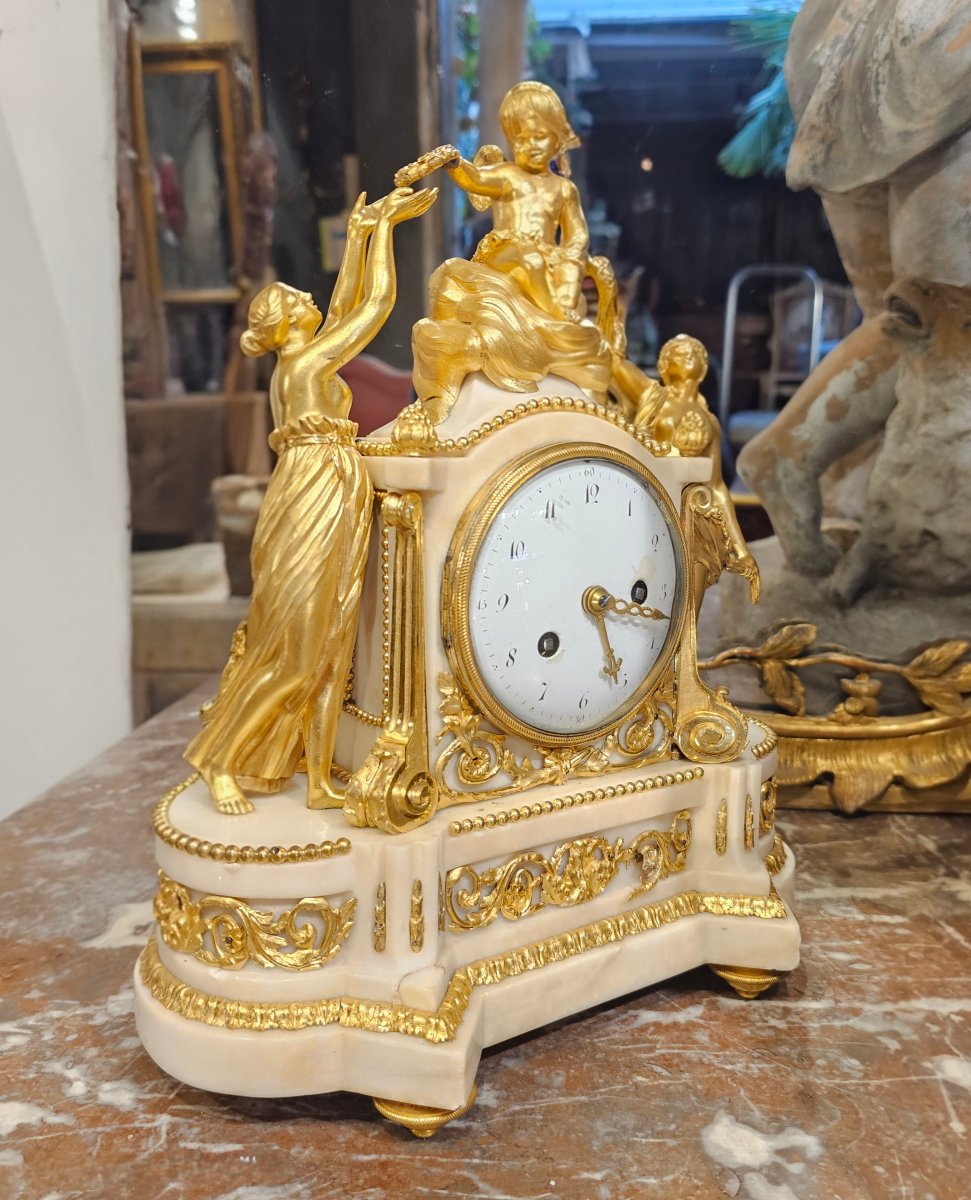 Pendule en Bronze Doré Epoque Louis XVI-photo-2