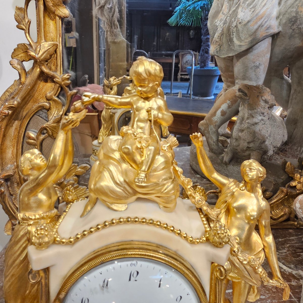 Pendule en Bronze Doré Epoque Louis XVI-photo-4