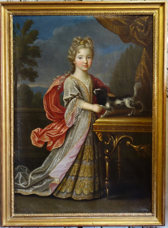 Portrait d'Une Petite Fille Et Son Chien Epoque XVIIème Siècle