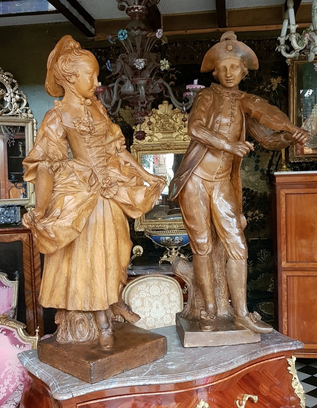 Deux Statues En Terre Cuite Début Du XIXème Siècle