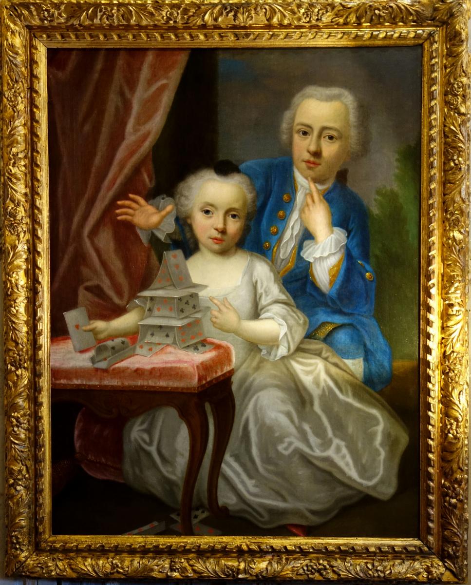 Portraits "le Château De Cartes" Epoque Louis XV