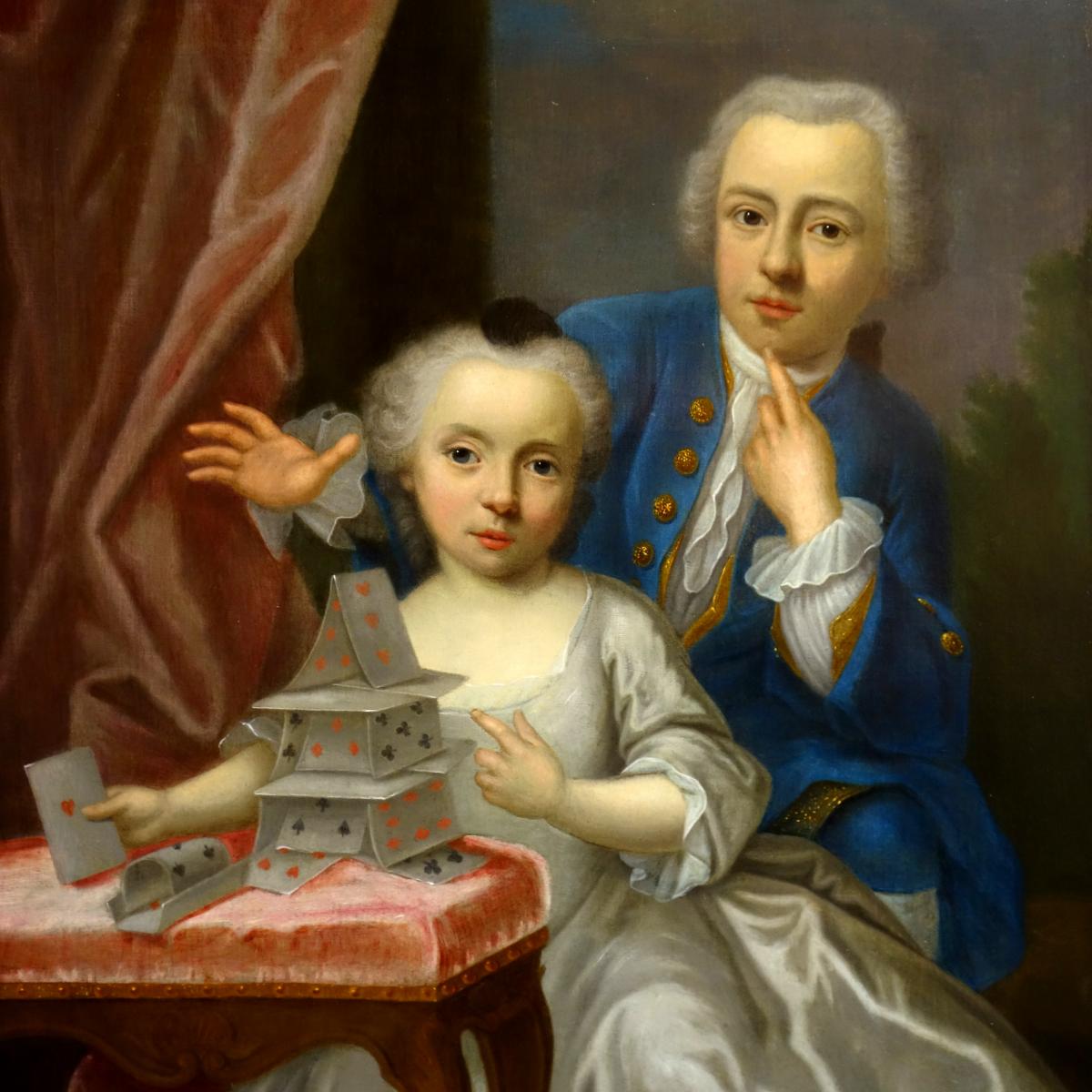 Portraits "le Château De Cartes" Epoque Louis XV-photo-2