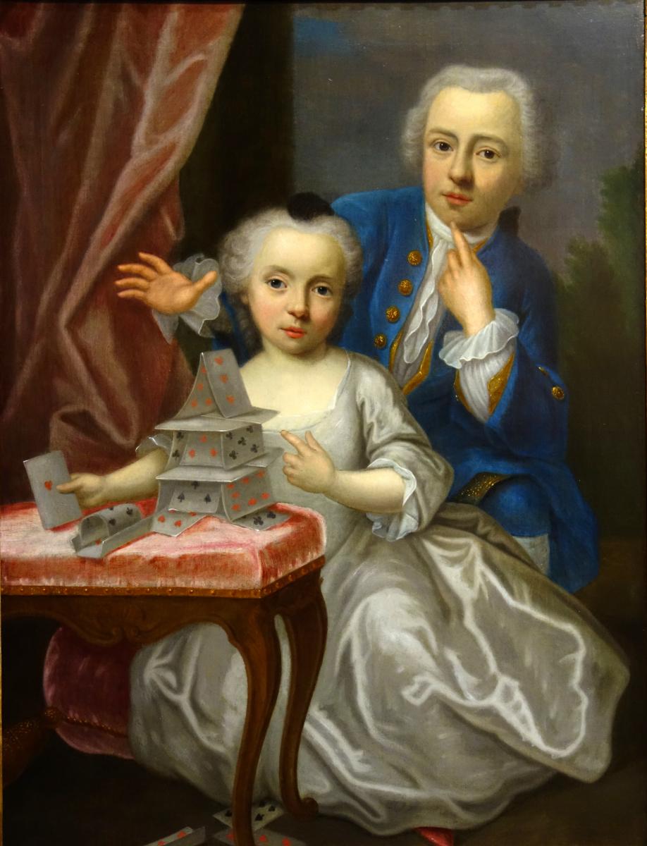 Portraits "le Château De Cartes" Epoque Louis XV-photo-2