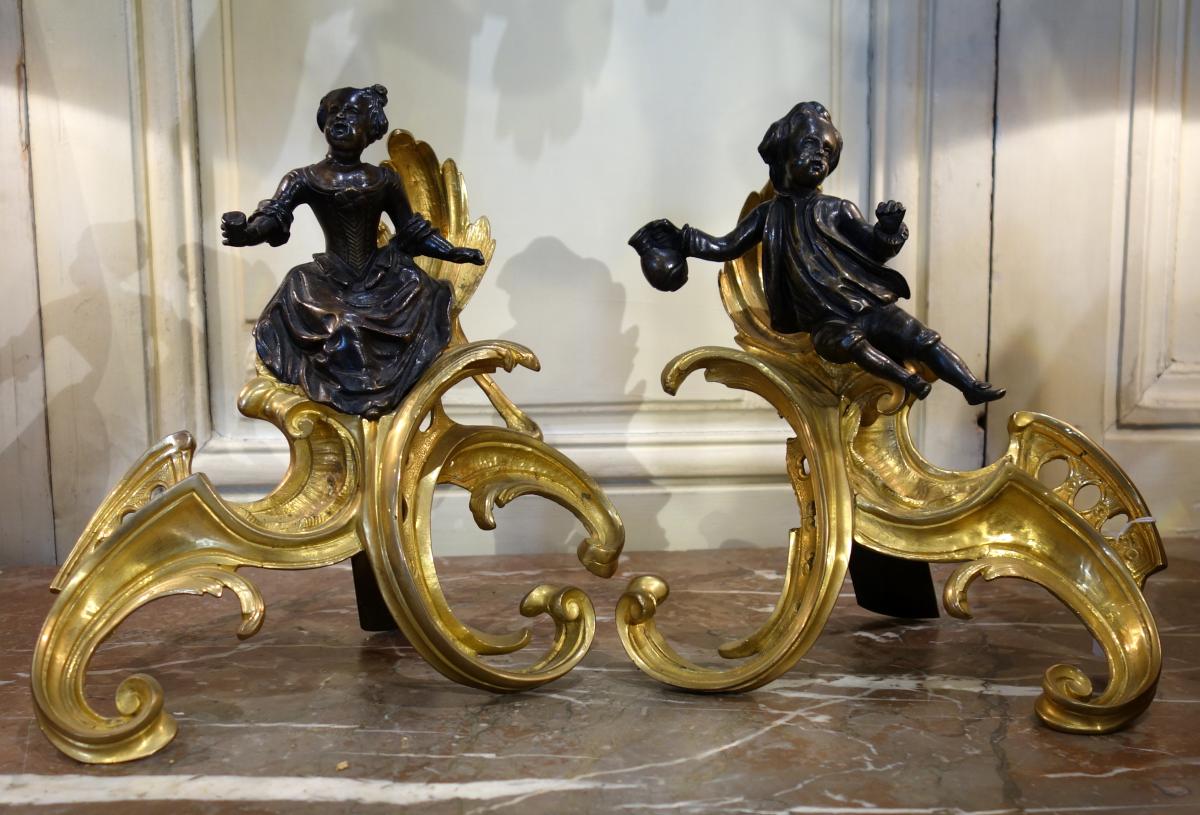 Pair Of Andirets Louis XV Period-photo-4